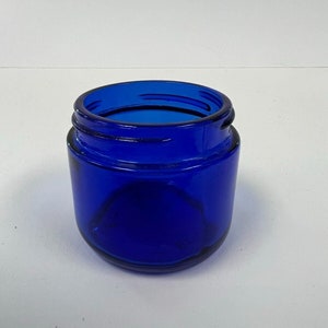 Vintage Noxzema No. 19 Cobalt Blue Glass Jar 2" Tall 2.25" Diameter