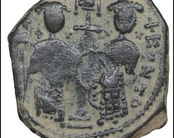 Bysantinska riket Kejsar Konstantin X Ducas och Eudocia 1059-1067. Konstantinopel Follis Bronsmynt