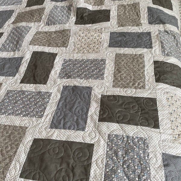 Blue and Gray Quilt Etsy