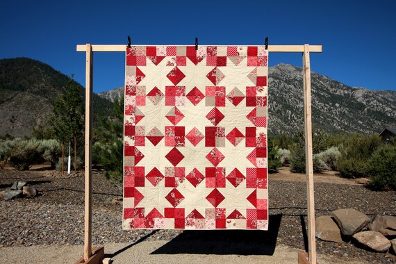 red and tan quilts
