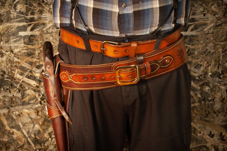 Texas Star Leather Gun Belt Western Gun Belt with Fast Draw Etsy