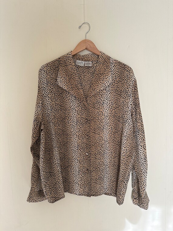 Vintage Silk Leopard Print Button Up - image 4