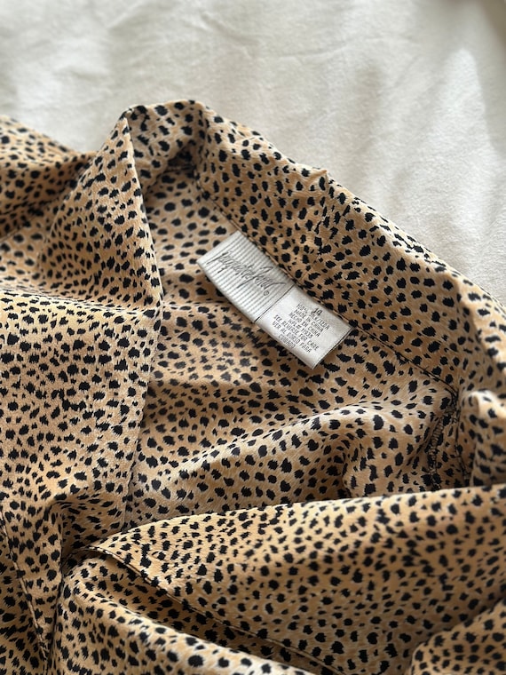 Vintage Silk Leopard Print Button Up - image 2