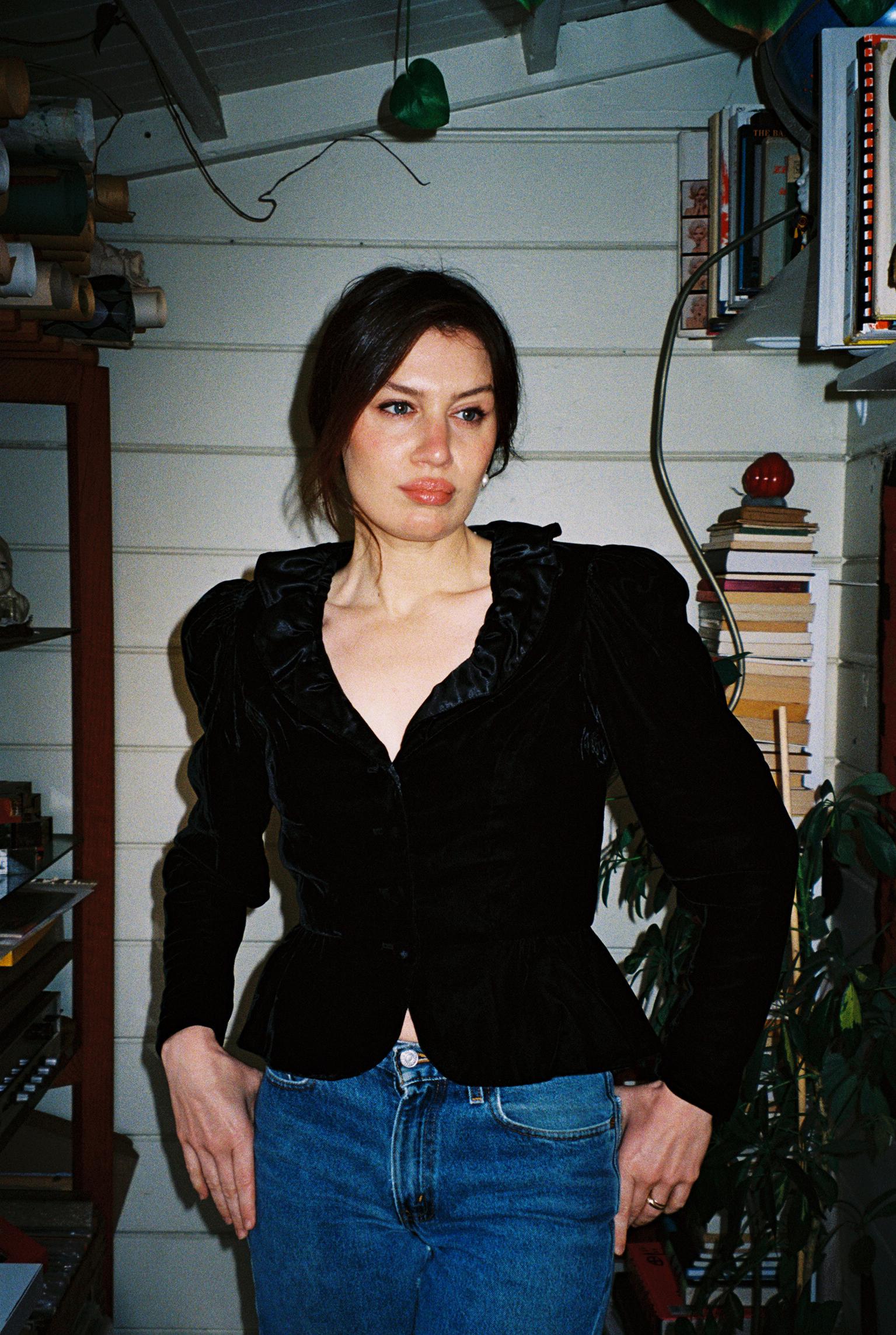 Vintage 80s I. Magnin Velvet Ruffle Top - Etsy