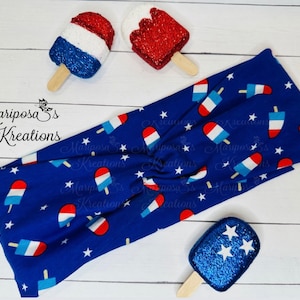 Popsicle Twist Headband-Red White Blue-Patriotic-For Her-Hair Accessory-Stretchy Turban-Accesories-Headband-Soft and Stretchy