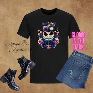 Skull Glow In The Dark T-shirt-Halloween-Unisex-Rabbit-Skull Shirt-Halloween Shirt-Spooky