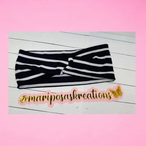 Black and White Striped Headband