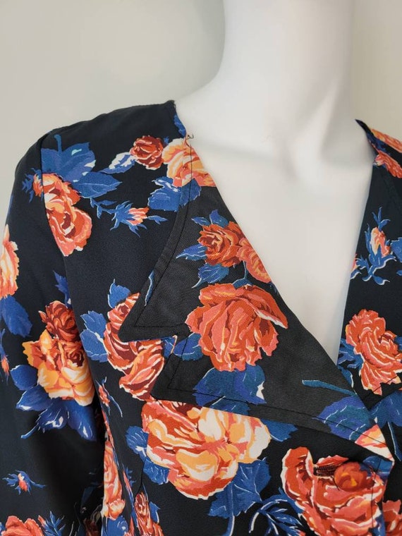Vintage 1970s rose print blouse, low cut double c… - image 6