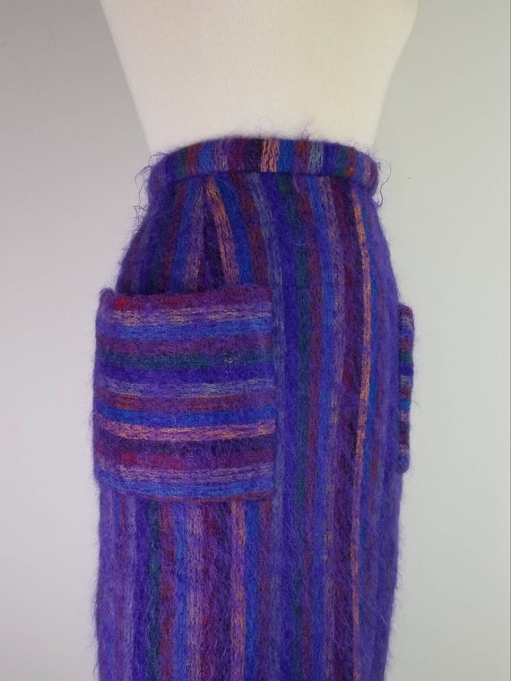 Vintage 1960s rainbow striped mohair pencil skirt… - image 7