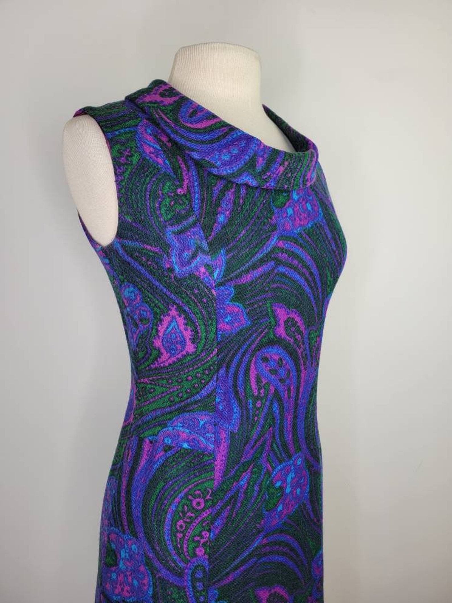 Vintage Purple Paisley Print Dress main image 0