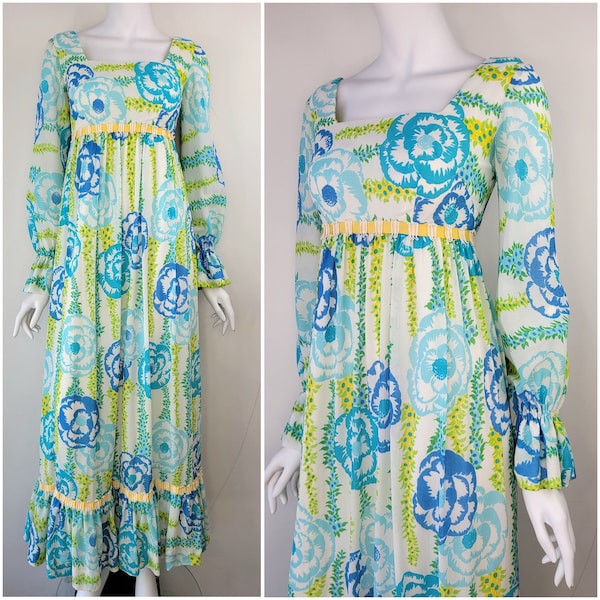 Vintage 1960s Lilly Pulitzer Maxi Kleid, Größe S 33B 34B / The Lilly Lilly Pulitzer / 60s floral dress / Spring Summer dress / Small