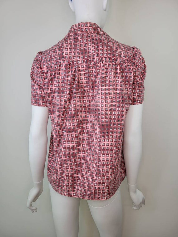 Vintage 1940s Star print cotton blouse shirt, Siz… - image 7