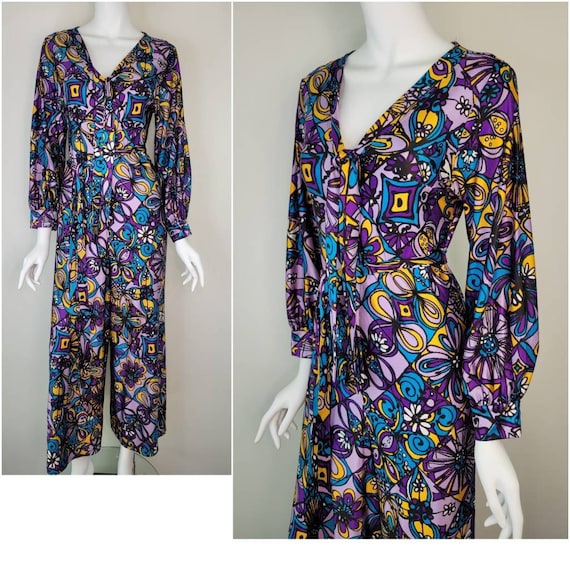 Vintage 1960s floral palazzo jumpsuit by Minnesot… - image 1