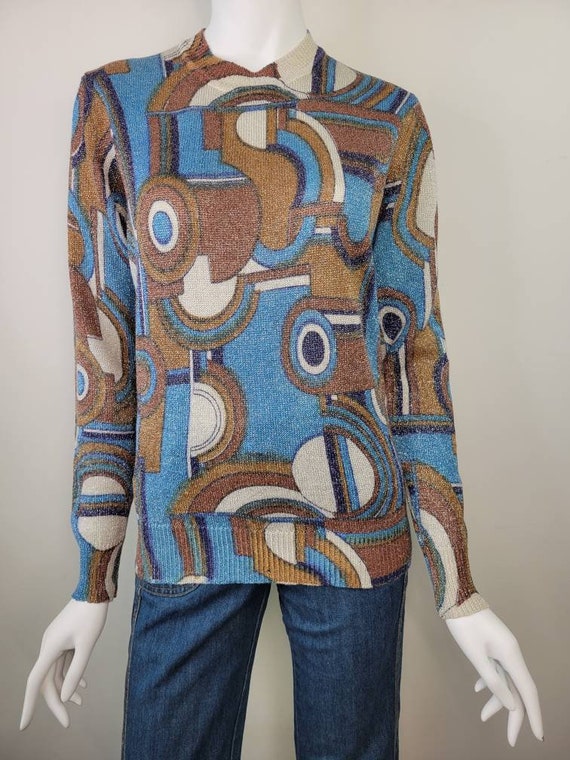 Vintage 1960s Wool lurex mod sweater by Le Roy Kn… - image 3