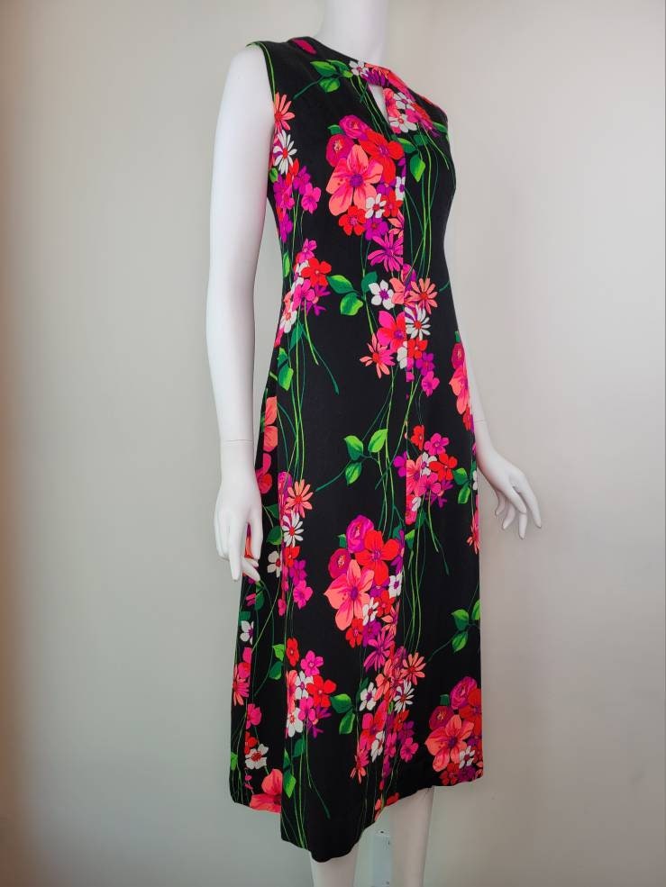 Vintage 1960s Floral Dress, Hawaiian Dress, Size M / 60s Hawaiian Dress ...