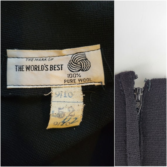 Vintage 1960s wool color block dress, Size S 26W … - image 7