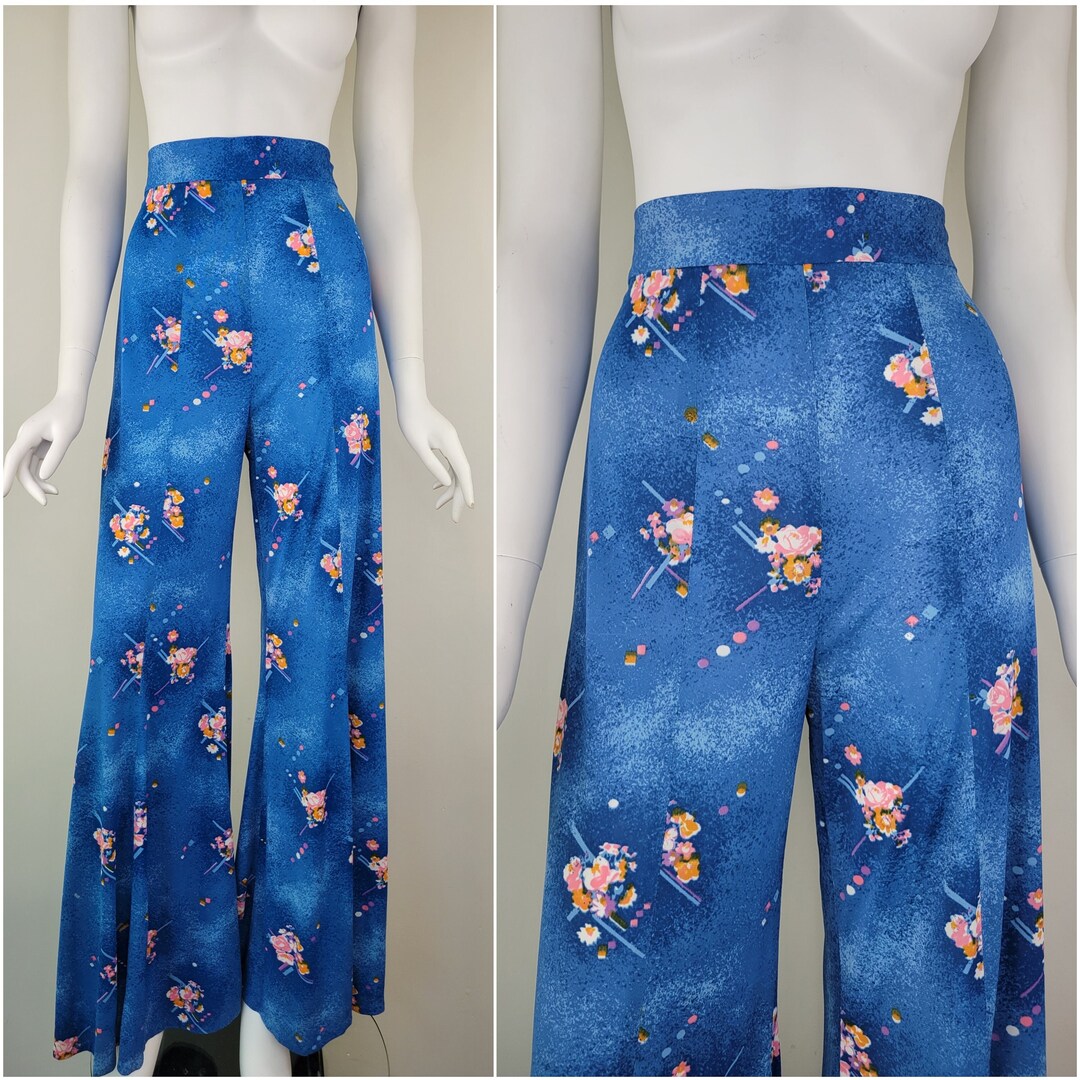 Vintage 1970s Floral Palazzo Pants Size S 27W / 70s Palazzo Etsy