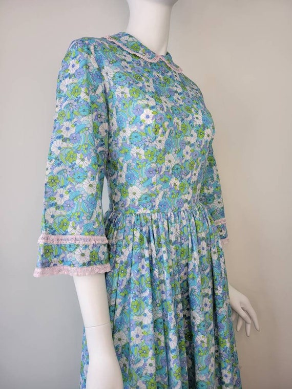 Vintage 1960s floral cotton maxi dress, Size M / … - image 7