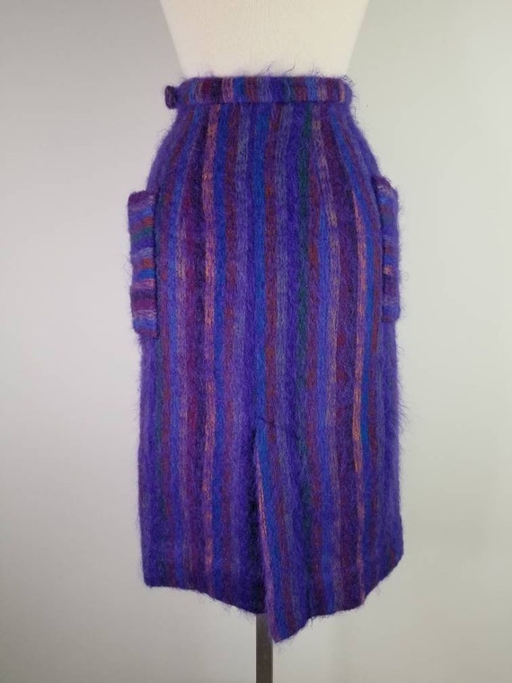 Vintage 1960s rainbow striped mohair pencil skirt… - image 6