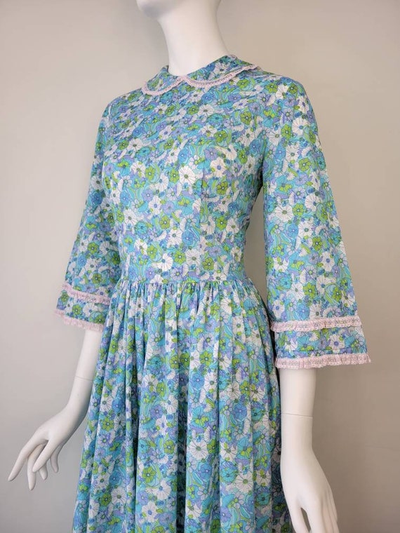 Vintage 1960s floral cotton maxi dress, Size M / … - image 6