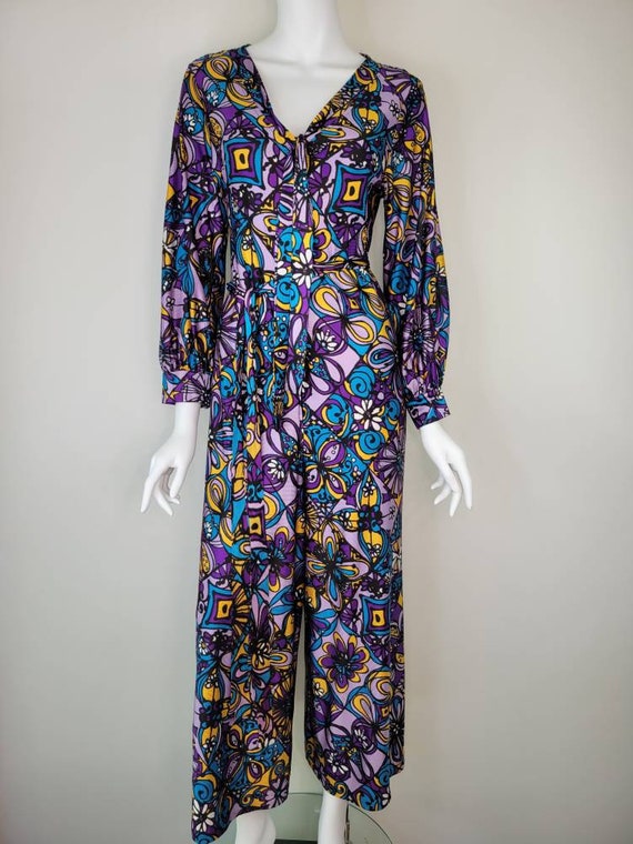 Vintage 1960s floral palazzo jumpsuit by Minnesot… - image 2