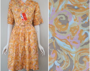 DEADSTOCK 1960s paisley rayon cotton blend dress Size S/M 27W 28W / 1960s cotton dress / 1960s 60s Deadstock dress NWT dress / Small Medium