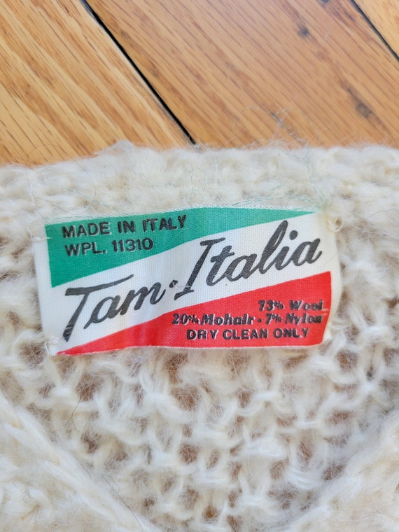 Vintage 1960s Mohair Wool Cardigan Hand Knit by Tam Italia