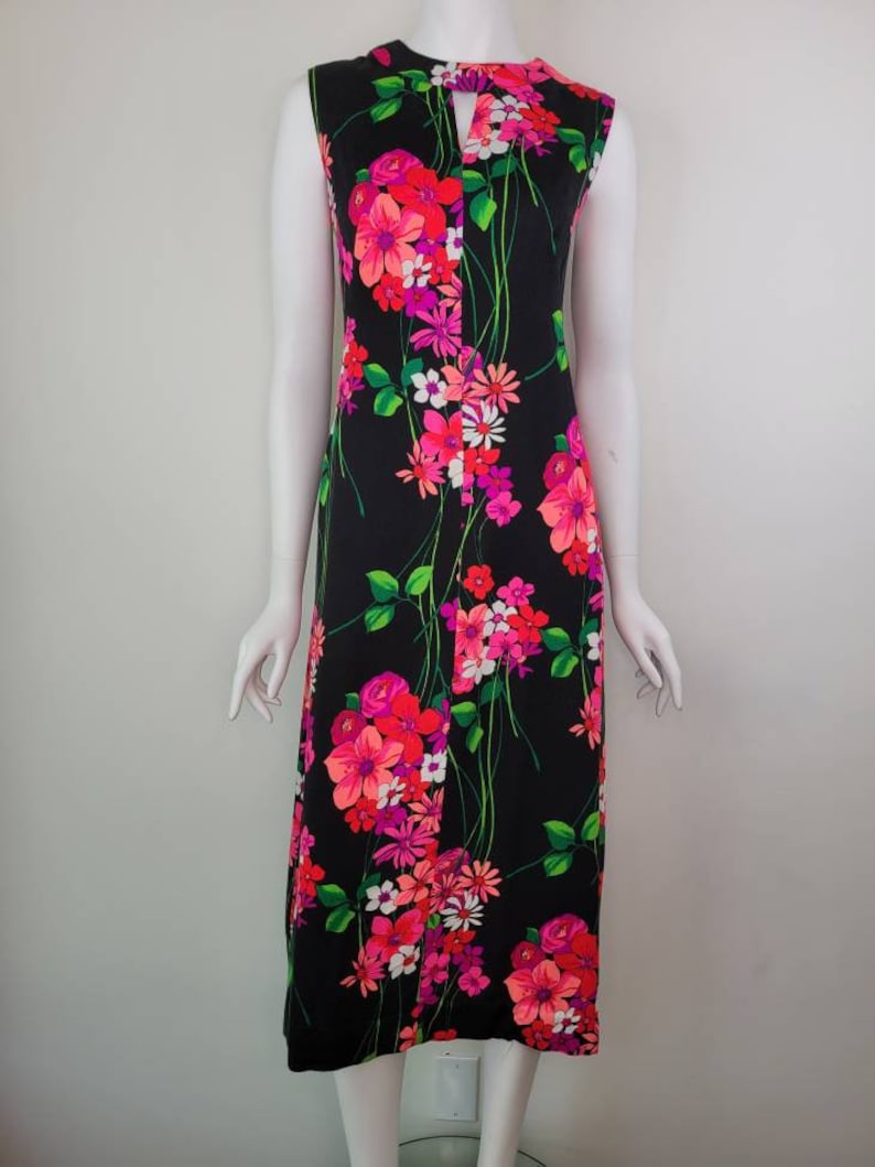 Vintage 1960s Floral Dress, Hawaiian Dress, Size M / 60s Hawaiian Dress ...