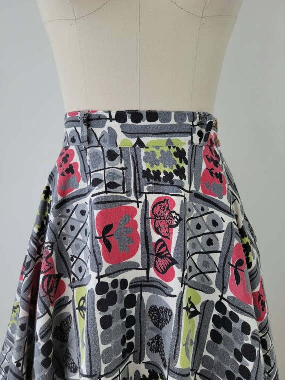 Vintage 1950s atomic barkcloth circle skirt, Size… - image 7