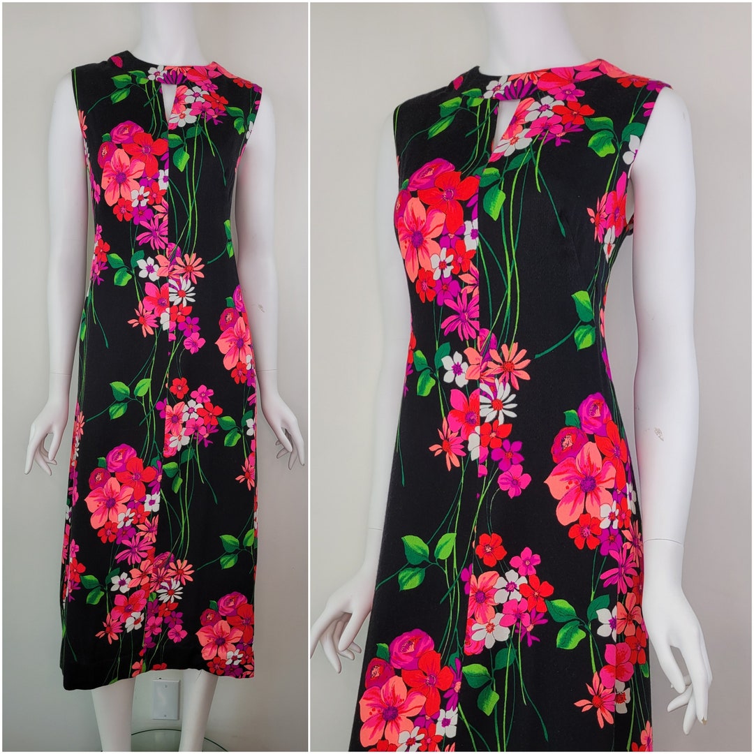 60's Orange and White Hawaiian Floral Dress main image 0