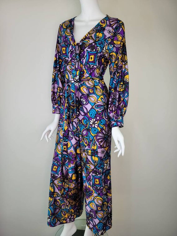 Vintage 1960s floral palazzo jumpsuit by Minnesot… - image 3