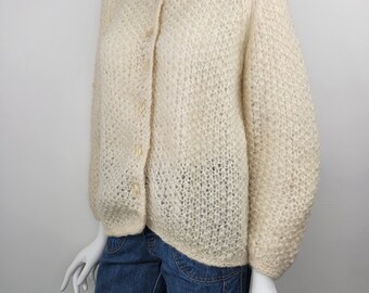 Vintage 1960s Mohair Wool Cardigan Hand Knit by Tam Italia Vintage 1960s Mohair Wool Cardigan Hand Knit by Tam Italia