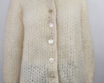 Vintage 1960s Mohair Wool Cardigan Hand Knit by Tam Italia Vintage 1960s Mohair Wool Cardigan Hand Knit by Tam Italia
