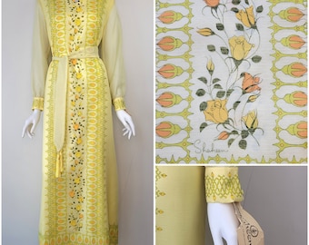 DEADSTOCK 1970s Shaheen rose print maxi dress, Size M 36-39B / Long sleeve maxi dress / Deadstock Shaheen dress / NWT / Medium M