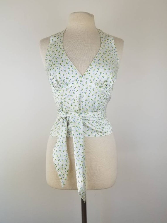 Vintage RARE 1930s Size L / XL satin halter top wi