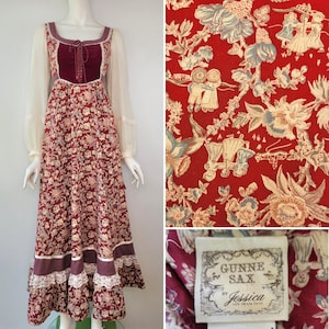Gunne Sax maxi-jurk met kinderprint, maat 7 Small 32-34B / Gunne Sax-jurk vintage jaren 1970 / zeldzame Gunne Sax-jurk / maxi-jurk jaren 1970 / Small