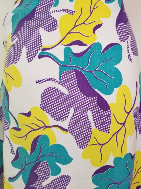 Vintage 1940s leaf print cotton A-Line skirt, Siz… - image 7