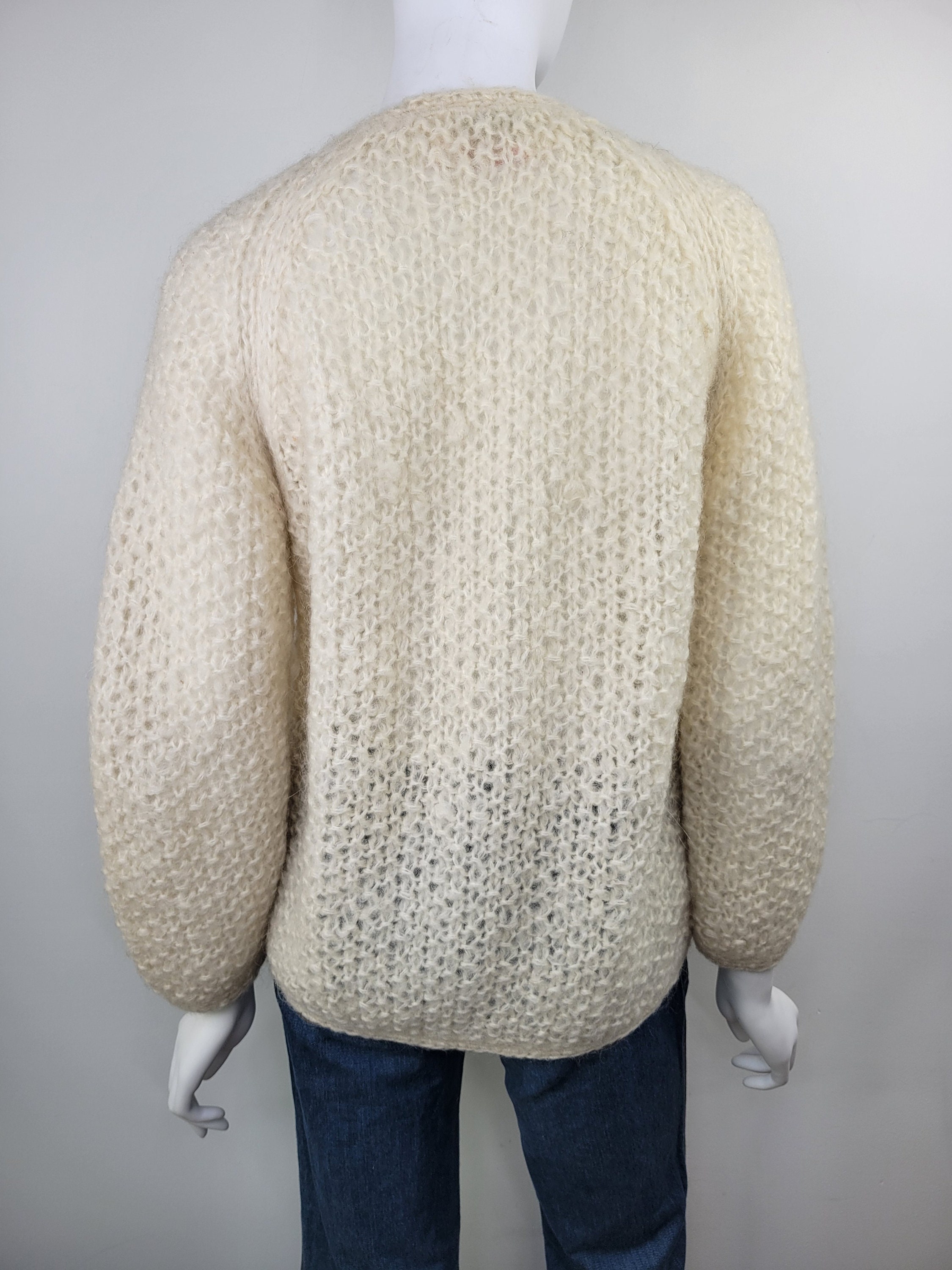 Vintage 1960s Mohair Wool Cardigan Hand Knit by Tam Italia Vintage 1960s Mohair Wool Cardigan Hand Knit by Tam Italia