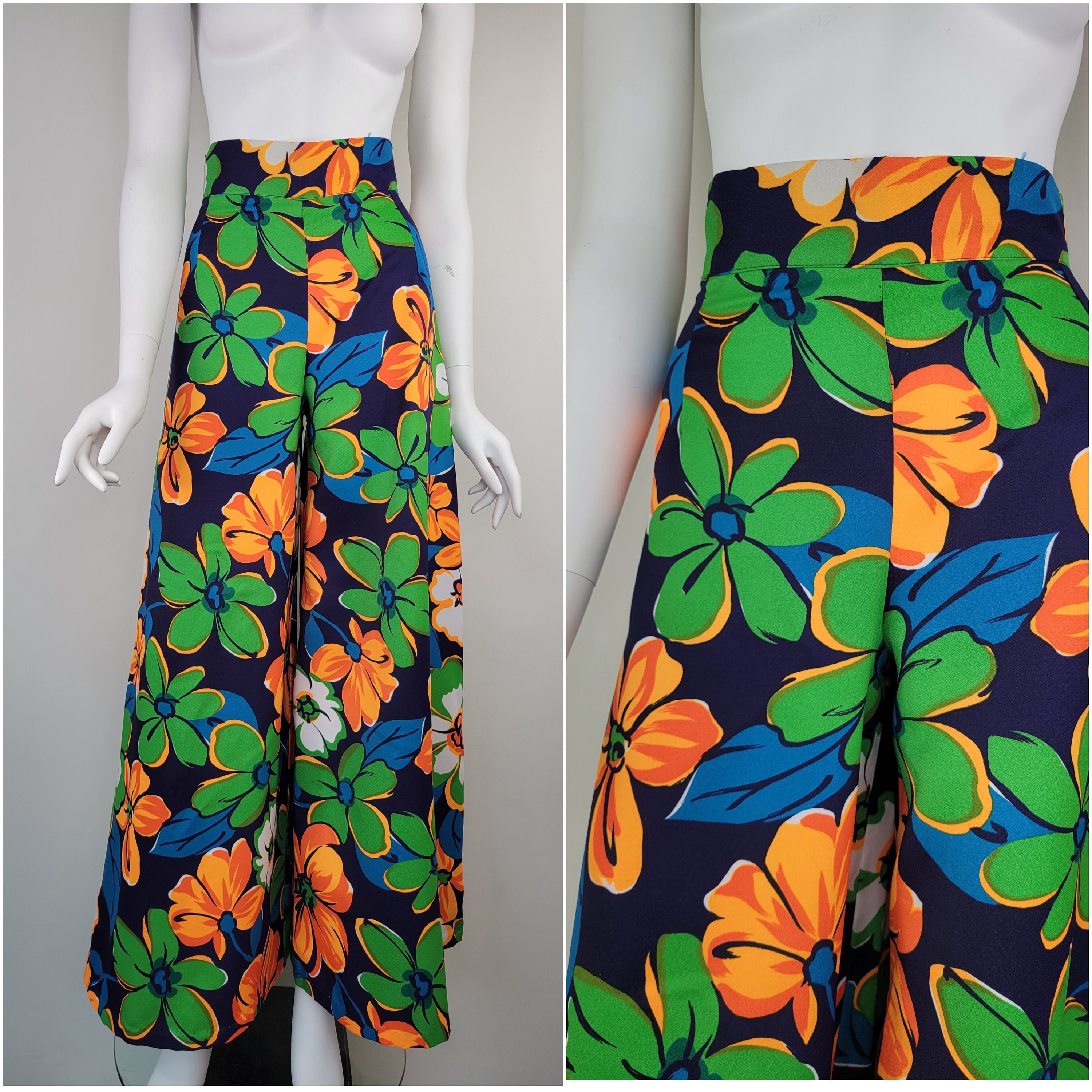 70s Floral Pants - Etsy
