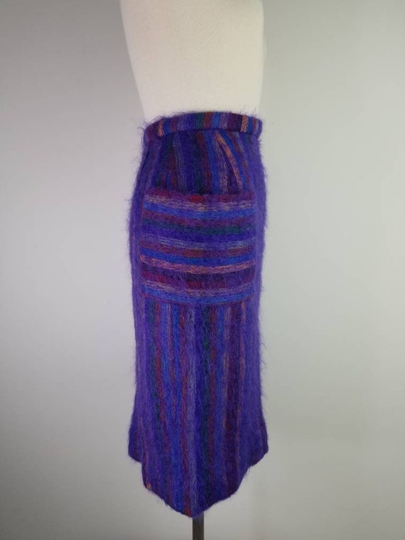 Vintage 1960s rainbow striped mohair pencil skirt… - image 5