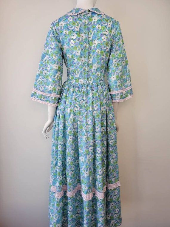 Vintage 1960s floral cotton maxi dress, Size M / … - image 4