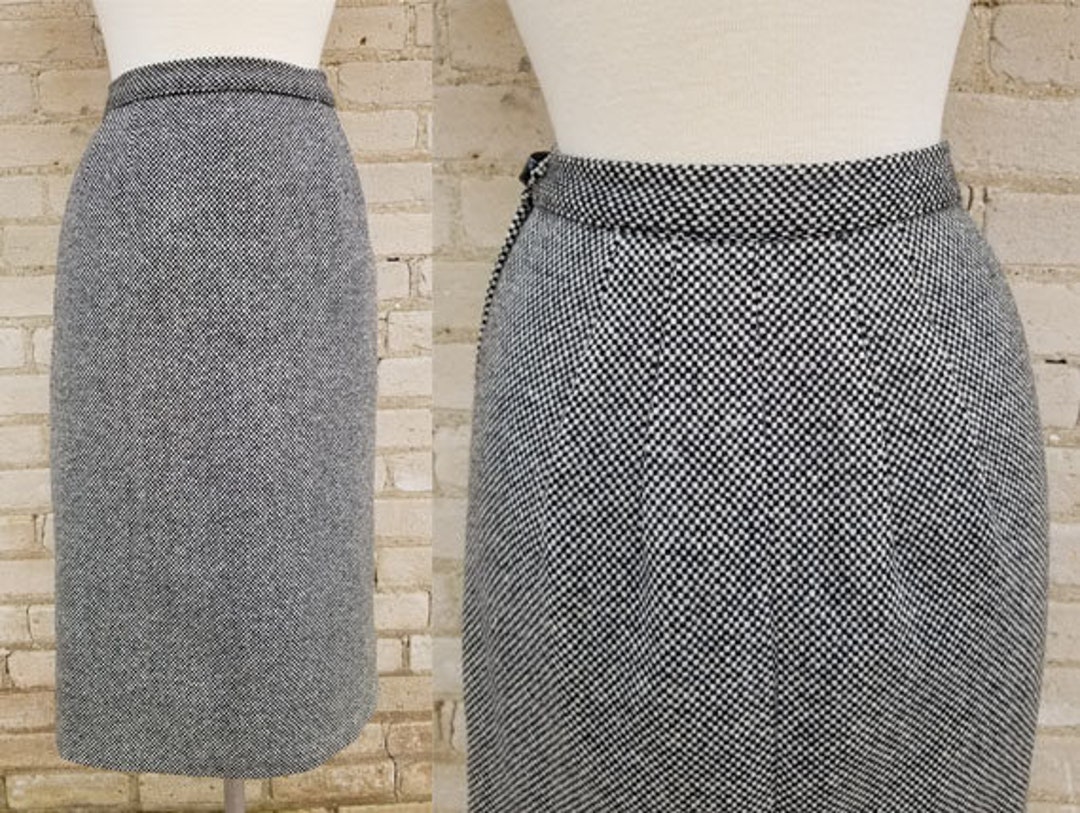 Vintage 1950s Wool Tweed Pencil Skirt, Size XS/S / 1950s Wool Pencil