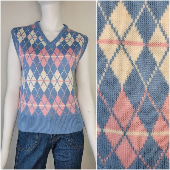 Vintage 1980s Argyle sweater vest by Andrew St. Jo