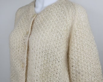 Vintage 1960s Mohair Wool Cardigan Hand Knit by Tam Italia Vintage 1960s Mohair Wool Cardigan Hand Knit by Tam Italia