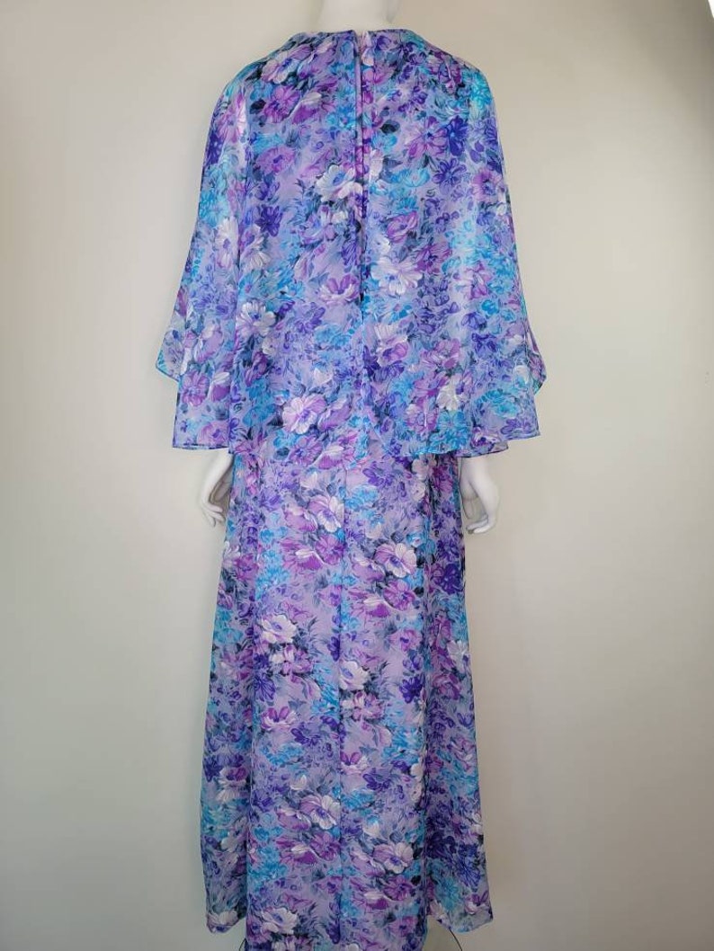 Vintage 1970s Floral Maxi Dress With Attached Capelet Size S / - Etsy