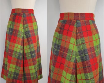 Vintage 1940s wool plaid skirt with front pleat Size Small 25W 26W / 1930s wool plaid skirt / 1940s wool skirt / Fall Winter skirt / Small S