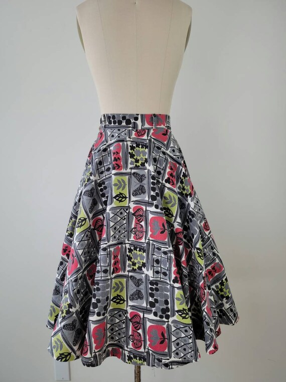 Vintage 1950s atomic barkcloth circle skirt, Size… - image 5