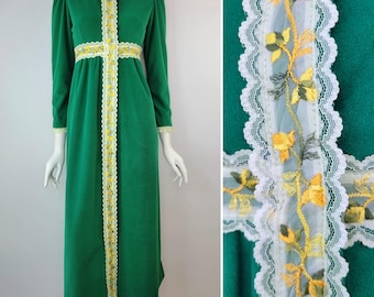 Vintage 1970s Velour puff sleeve robe by Loungees Junior, Size XS/S 32-35B / 1970s Velour robe / 1970s Loungees robe / XS Small S
