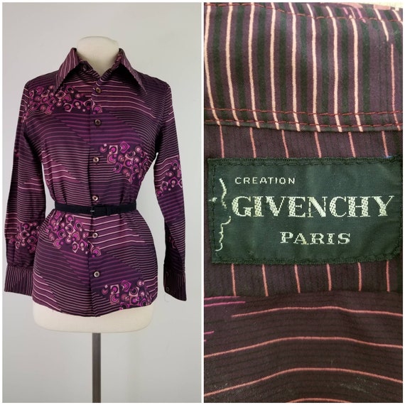Vintage 1970s Givenchy Paris purple geometric prin