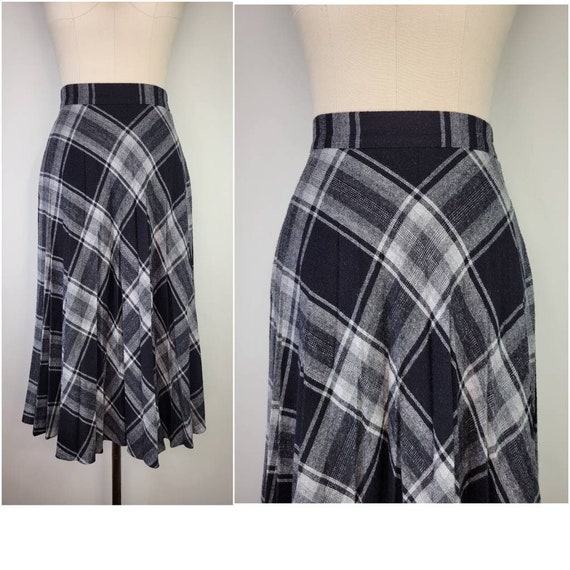 Black and white plaid skirt clearance 70s